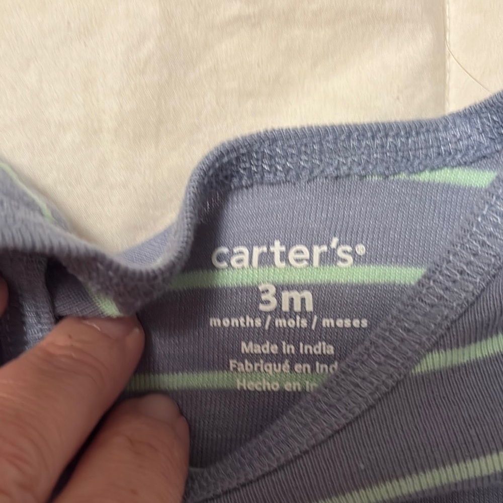 Carter's Blue Dinosaur and Striped Baby One Piece Set - Picture 9 of 11